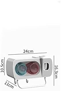 Wall Mount Toothbrush Holder With Eco-Friendly Squeezer 4 Mouthwash Cups