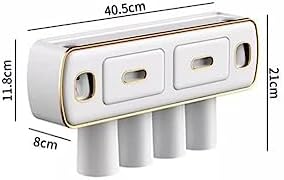Small Wall-Mounted Toothbrush Holder with Toothpaste Squeeze Device
