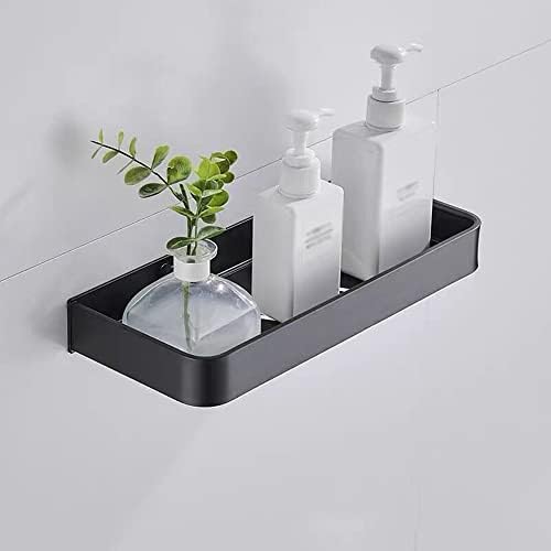 BAHELS 30cm Wall-Mounted Black Aluminum Shower Organizer