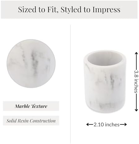 White Marble Resin Toothbrush Holder