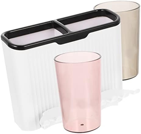 Wall-Mounted Bathroom Storage Set - Toothbrush Cup Organizer
