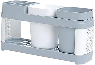 Suction Cup Toothbrush Toothpaste Organizer - 2 Cups 5 Slots Durable Sturdy