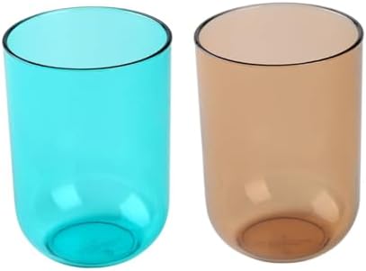 COOLHIYA 2-Piece Transparent Toothbrush Cups Multi-Functional Gargle Mugs for Adults
