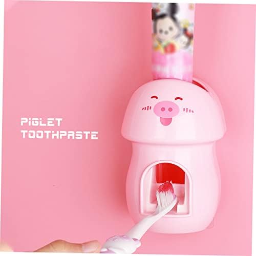Adorable Pink Toothbrush Holder Wall-Mounted Automatic Toothpaste Squeezer