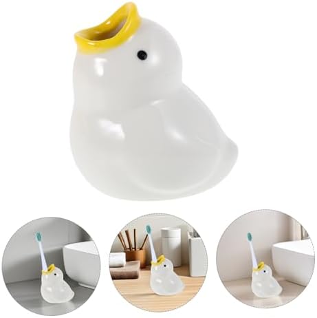 Bestyash Cute Ceramic Cartoon Duck Toothbrush Holder Bathroom Organizer