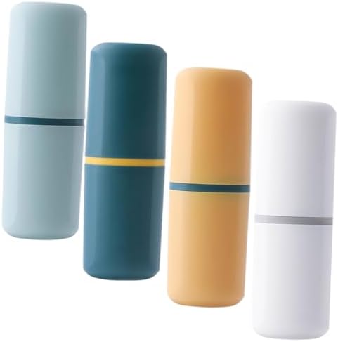 HAKIDZEL 4-Piece Portable Toothbrush Holder with Travel Toothpaste Container Organizer