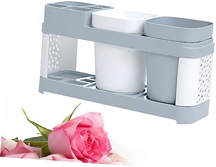 5 Slot Bathroom Organizer - Easy Toothpaste Toothbrush Storage