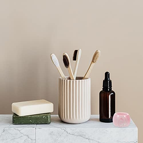 Cabilock 3Pcs Marble Pattern Ceramic Electric Toothbrush Holder - Space Saving Bathroom Organizer