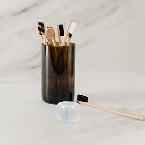 Cabilock 3Pcs Marble Pattern Ceramic Electric Toothbrush Holder - Space Saving Bathroom Organizer