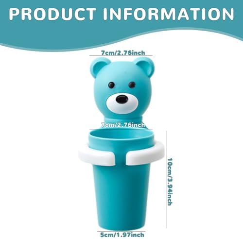 Cute Kids Toothbrush Holder with Cup Set Bear Shaped Wall Mounted