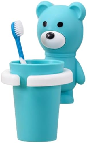 Kids Toothbrush Holder Set Bear Shaped Wall Mounted