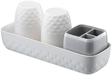 Toothbrush Holder Set - 2 Wave Cups 3 Slots Kids Couples Friendly