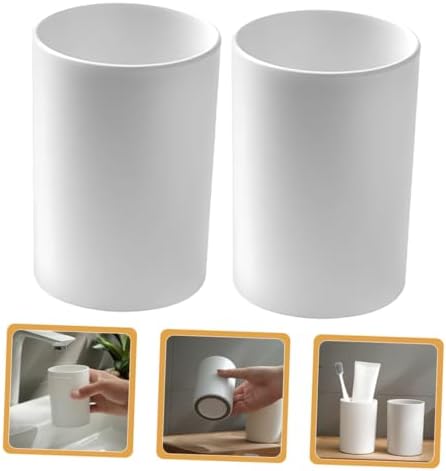 Happyyami 2Pcs Bathroom Tumbler Cups Reusable Unbreakable Multi Purpose Toothbrush and Drinking Cup