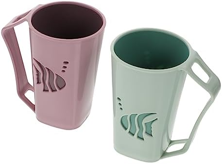 2Pcs Stylish Teacups with Toothbrush Slots for Bathroom Use