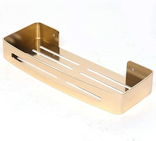 FINANCIALLY LIT Gold Aluminum Single Layer Shower Caddy Storage Shelf - Bathroom Organizer