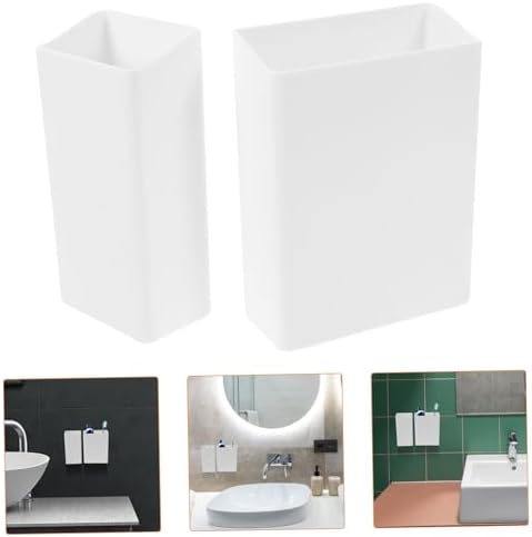GLEAVI 2pcs Wall Mounted Toothbrush Holder Bathroom Organizer No Drilling