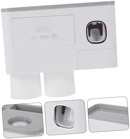 Luxshiny 1Set Wall Mounted Toothbrush Holder with Storage Easy Install Bathroom Organizer