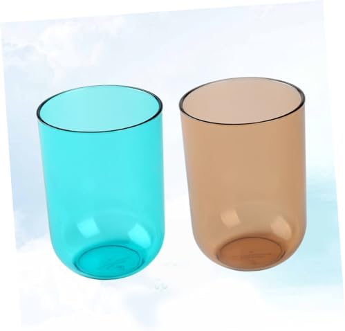COOLHIYA 2-Piece Transparent Toothbrush Cups Multi-Functional Gargle Mugs for Adults