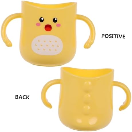 Kisangel Toothbrush Cup Double Handles Durable Cartoon Holder Easy to Clean