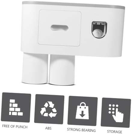 FOYTOKI Wall-Mounted Toothpaste Dispenser Toothbrush Holder with 2 Cups