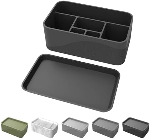OKeanu Toothbrush and Toothpaste 6 Compartment Silicone Organizer - Darkgray