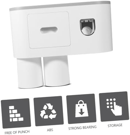 1Pc Wall Mounted Toothbrush Rack with Automatic Toothpaste Dispenser