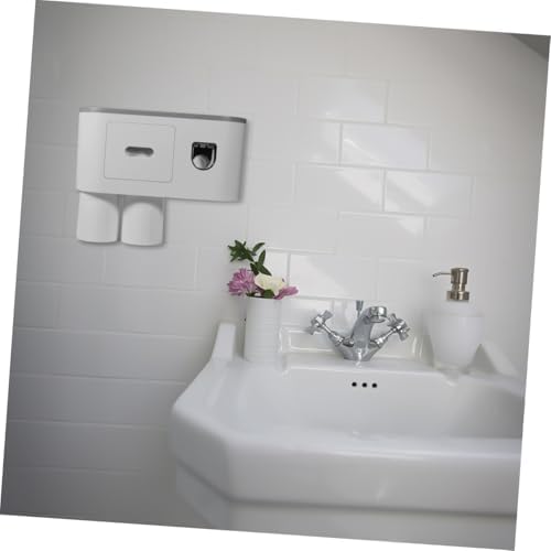 FOYTOKI Wall-Mounted Toothpaste Dispenser Toothbrush Holder with 2 Cups