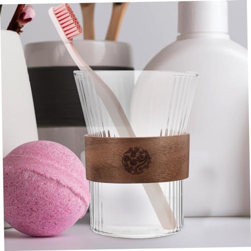 Glass-Elegant Reusable Toothbrush Holder with 250ml Capacity and Metal Base