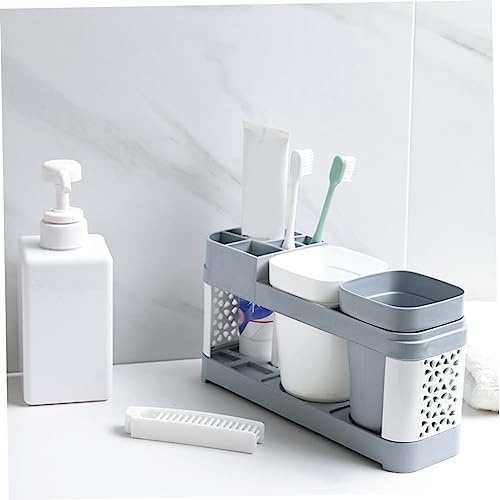 Suction Cup Toothbrush Toothpaste Organizer - 2 Cups 5 Slots Durable Sturdy