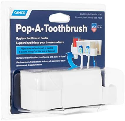 Camco 57208 Toothbrush Holder - Easy to Use Durable White