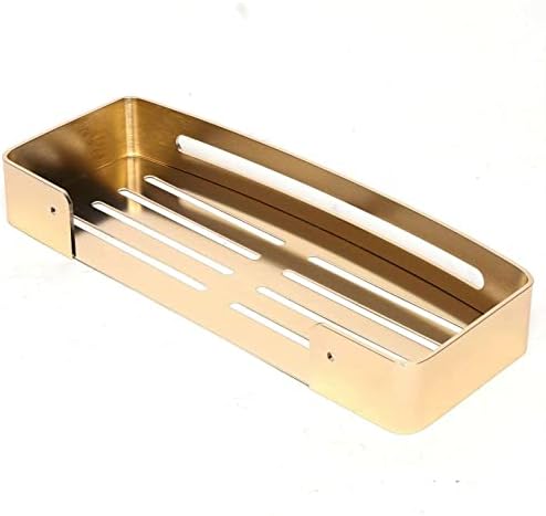 FINANCIALLY LIT Gold Aluminum Single Layer Shower Caddy Storage Shelf - Bathroom Organizer