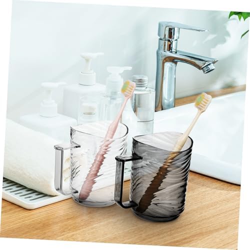 NOLITOY 2 Pack Transparent Toothbrush Cups with Handles 1