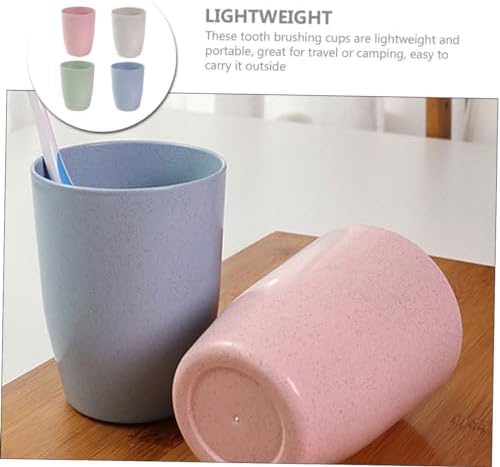 Ciieeo 4-Piece Wheat Straw Cup Toothbrush Holder Set for Travel BATH