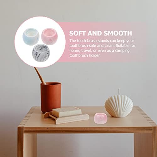 Cabilock 3Pcs Marble Pattern Ceramic Electric Toothbrush Holder - Space Saving Bathroom Organizer
