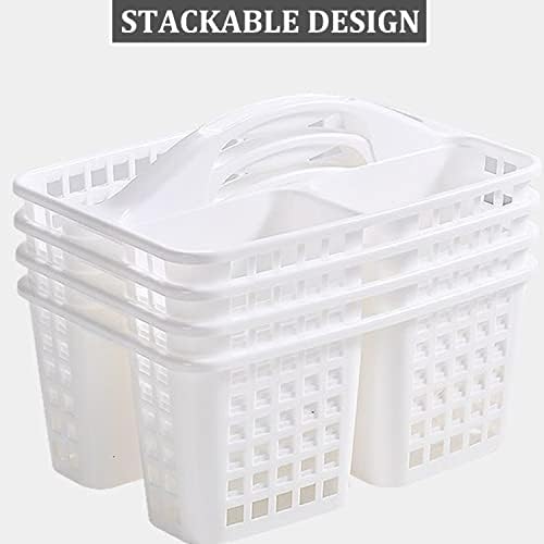 HAUND 3-Compartment Plastic Shower Caddy Basket White