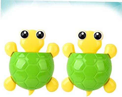 2PCS Cute Green Turtle Suction Cup Toothbrush Toothpaste Holder for Bathroom Organization