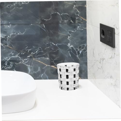 Elegant Checkerboard Glass Toothbrush Holder