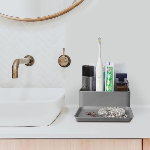 OKeanu Toothbrush and Toothpaste 6 Compartment Silicone Organizer - Darkgray