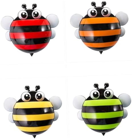 4PCS Cartoon Honeybee Suction Cup Toothbrush Holder for Bathroom Travel