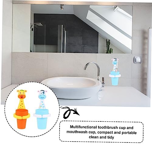 PRETYZOOM 2-Sets Animated Animal Toothbrush Holder for Bathroom