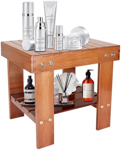 SenenQu Bamboo shower bench with 14-inch storage