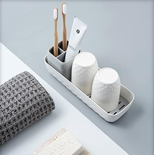 Toothbrush Holder Set - 2 Wave Cups 3 Slots Kids Couples Friendly