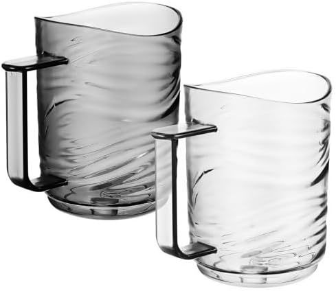 Double-Pack 2Pcs Transparent Plastic Toothbrush Holder with Ergonomic Handle