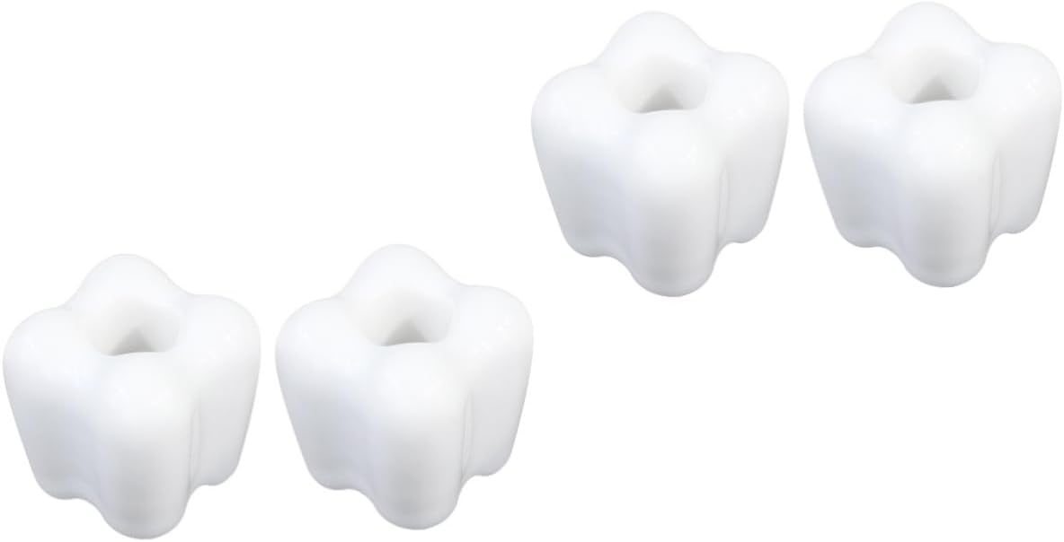 4-Piece Tooth Shaped Toothbrush Holder for Kids White
