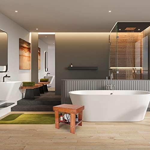 SenenQu Bamboo shower bench with 14-inch storage