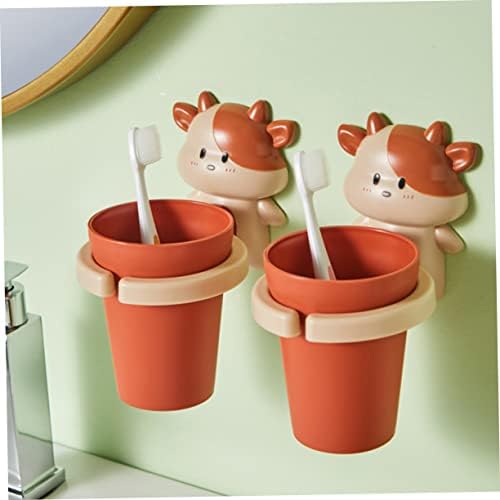 MAGICLULU Cartoon Cow Toothbrush Cup Lightweight Easy Storage