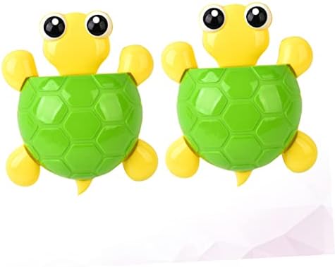 2PCS Cute Green Turtle Suction Cup Toothbrush Toothpaste Holder for Bathroom Organization