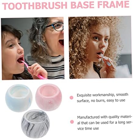 compact 3Pcs Marbling Electric Toothbrush Holder Ceramic for Bathroom Organization