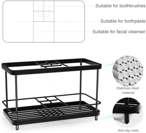 EOFJRUC High-Quality Stainless Steel 7-Slot Bathroom Toothbrush Holder Toothpaste Organizer