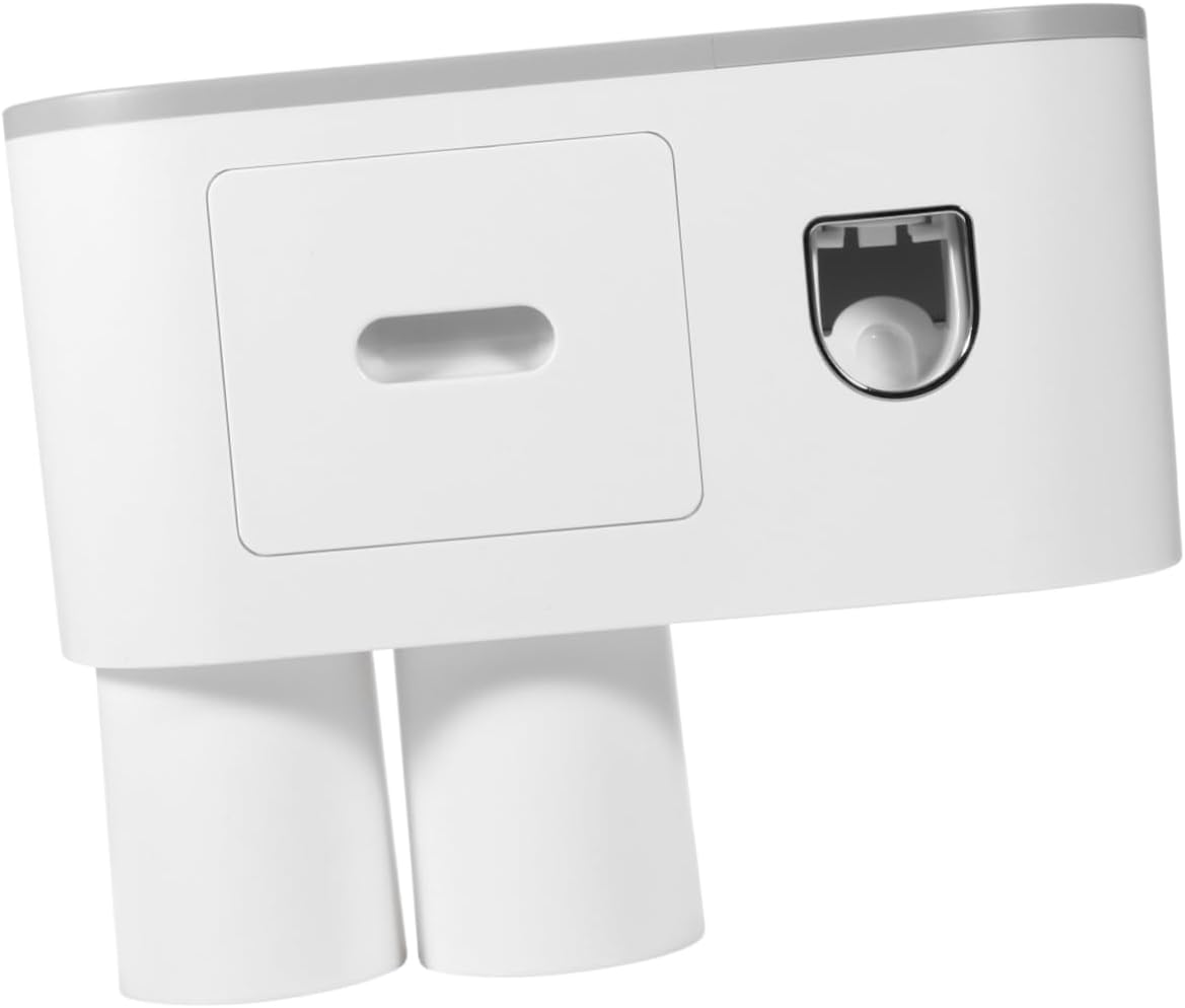FOYTOKI Wall-Mounted Toothpaste Dispenser Toothbrush Holder with 2 Cups